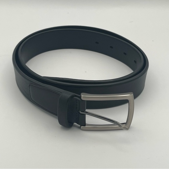 Like New!! Perry Ellis Black Leather Dress Belt size 34/35 Full Grain Cowhide - Picture 2 of 15
